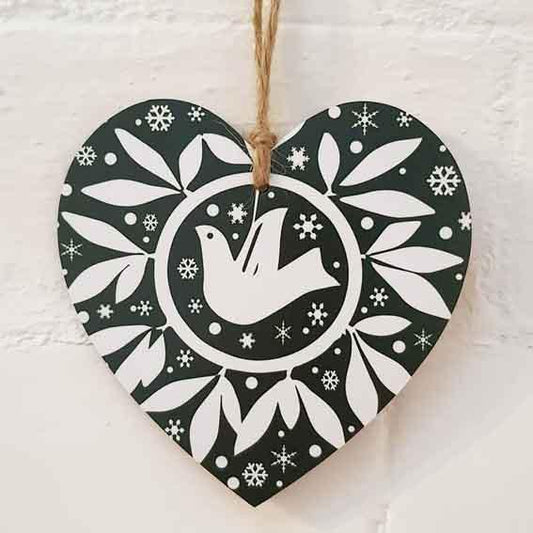 Christmas Heart Green Dove Design